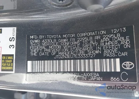 2014 Toyota Prius V Three z USA, uszkodzony, nr VIN JTDZN3EU7E3333727